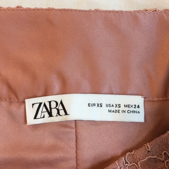 Zara A-line Pink Floral Lace Midi Skirt, XS - Picture 7 of 8